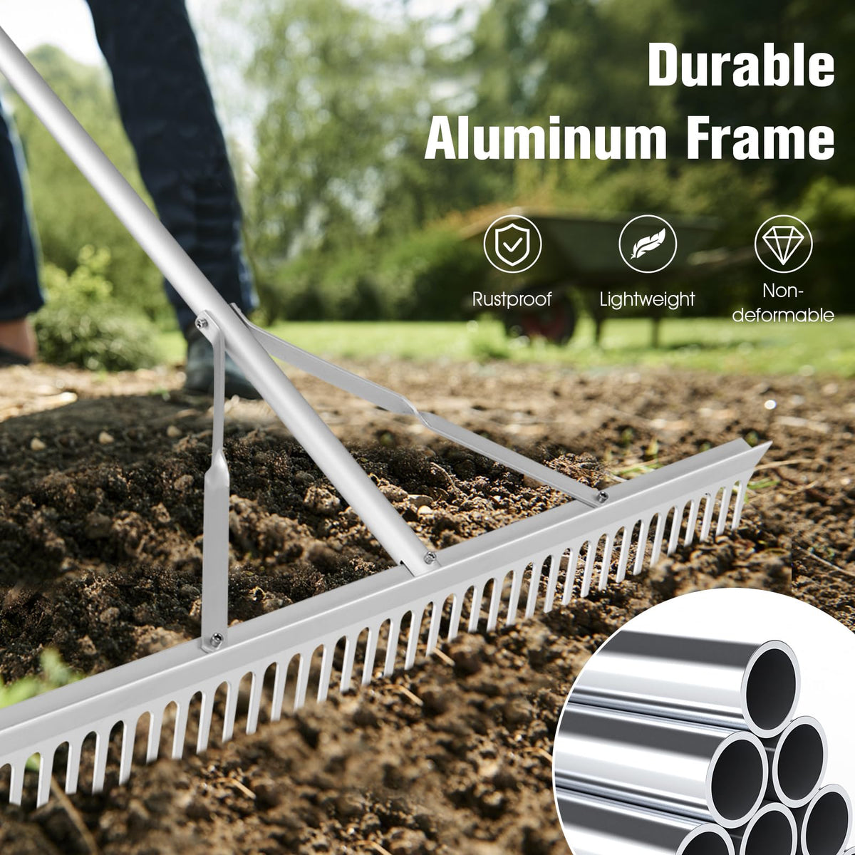 Landscape Rake 36 Inch, Aluminum Rake Head