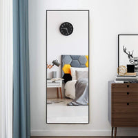 GIANTEX Full Length Mirror, 150x56cm, Full Body Mirror w/ Aluminum Frame & Explosion-Proof Glass (Black)