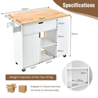 Giantex Kitchen Island Cart, Large Trolley Cart w/ Drop-Leaf Tabletop, Large Cabinet, 3 Drawers