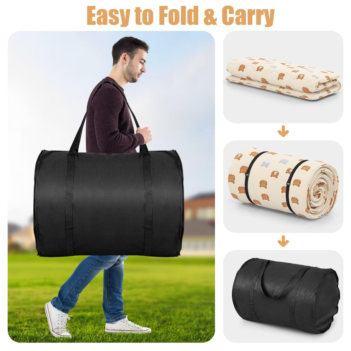 Roll up Mattress Floor Lounger Bed Foldable Tatami Mat Portable Sleeping Pad