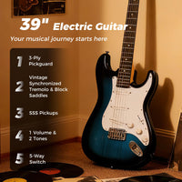 Electric Guitar Beginner Kit with Amplifier and Classic SSS Pickup