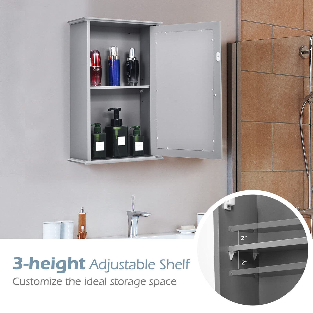 Giantex Wall Mounted Bathroom Cabinet, 2-in-1 Over The Sink Cabinet