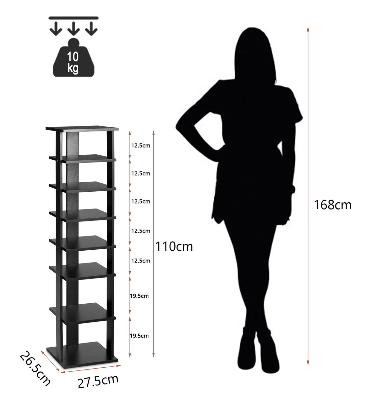 Giantex 7-Tier Vertical Shoe Rack, Shoe Storage Tower with Multiple Layers, Entryway Shoe Shelf Organizer