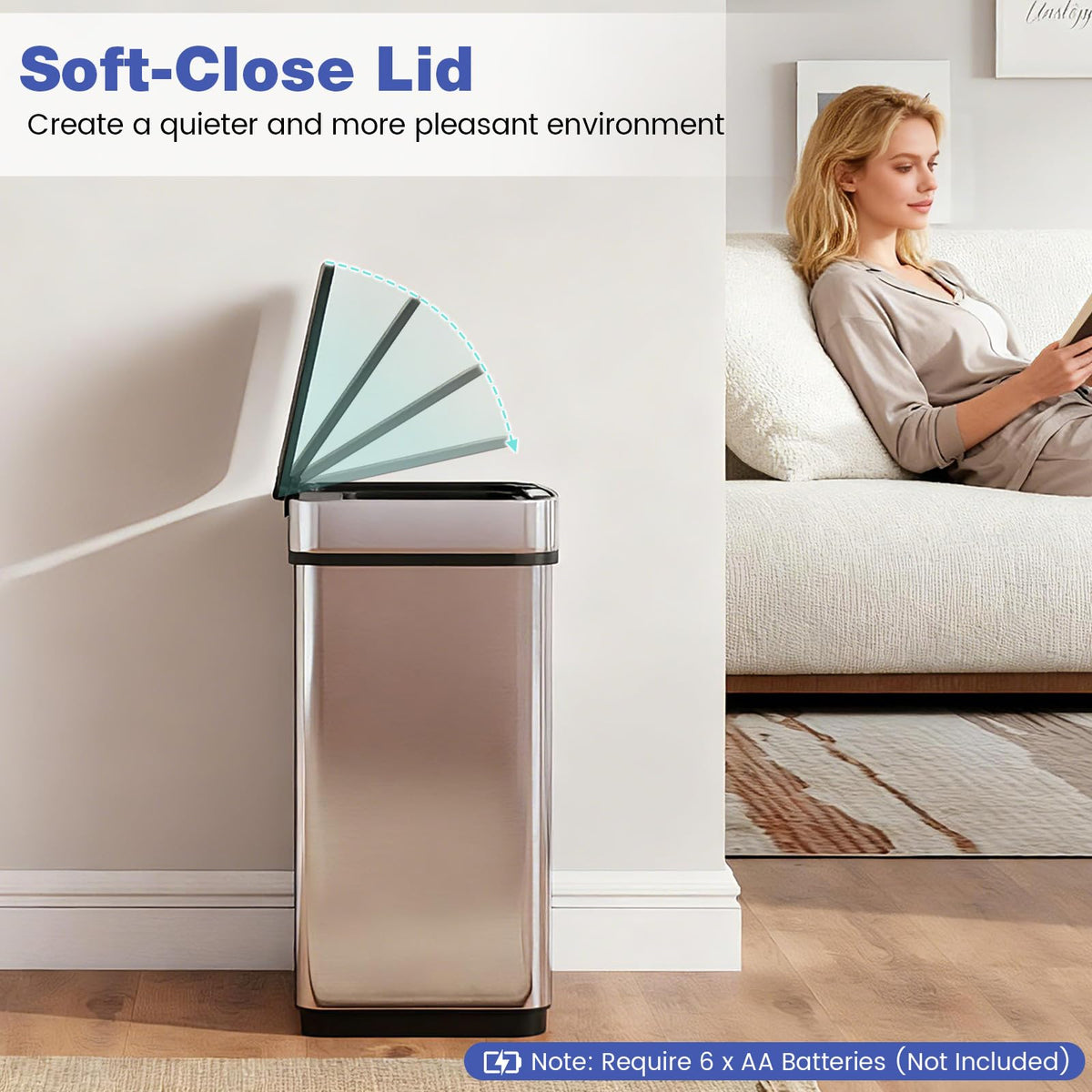60L Automatic Touchless Waste Bin with Dual Compartments