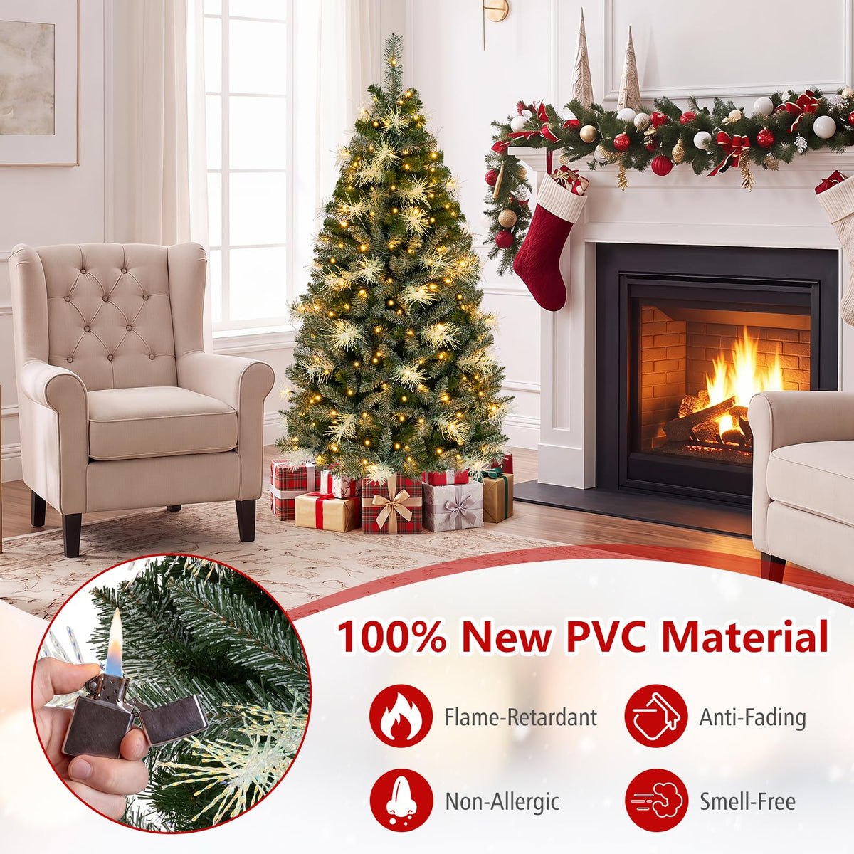 152/183 cm Pre-Lit Artificial Christmas Tree w/ 190/270 LED Lights