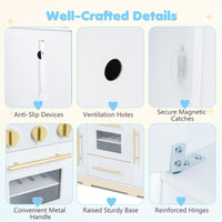 Wooden Play Kitchen with Lights & Sounds and Sink Stove Oven for Kids Ages 3+