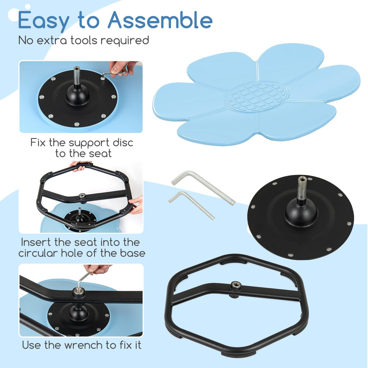 Petal Sensory Swivel Chair with Non-Slip Metal Base for Autistic Kids