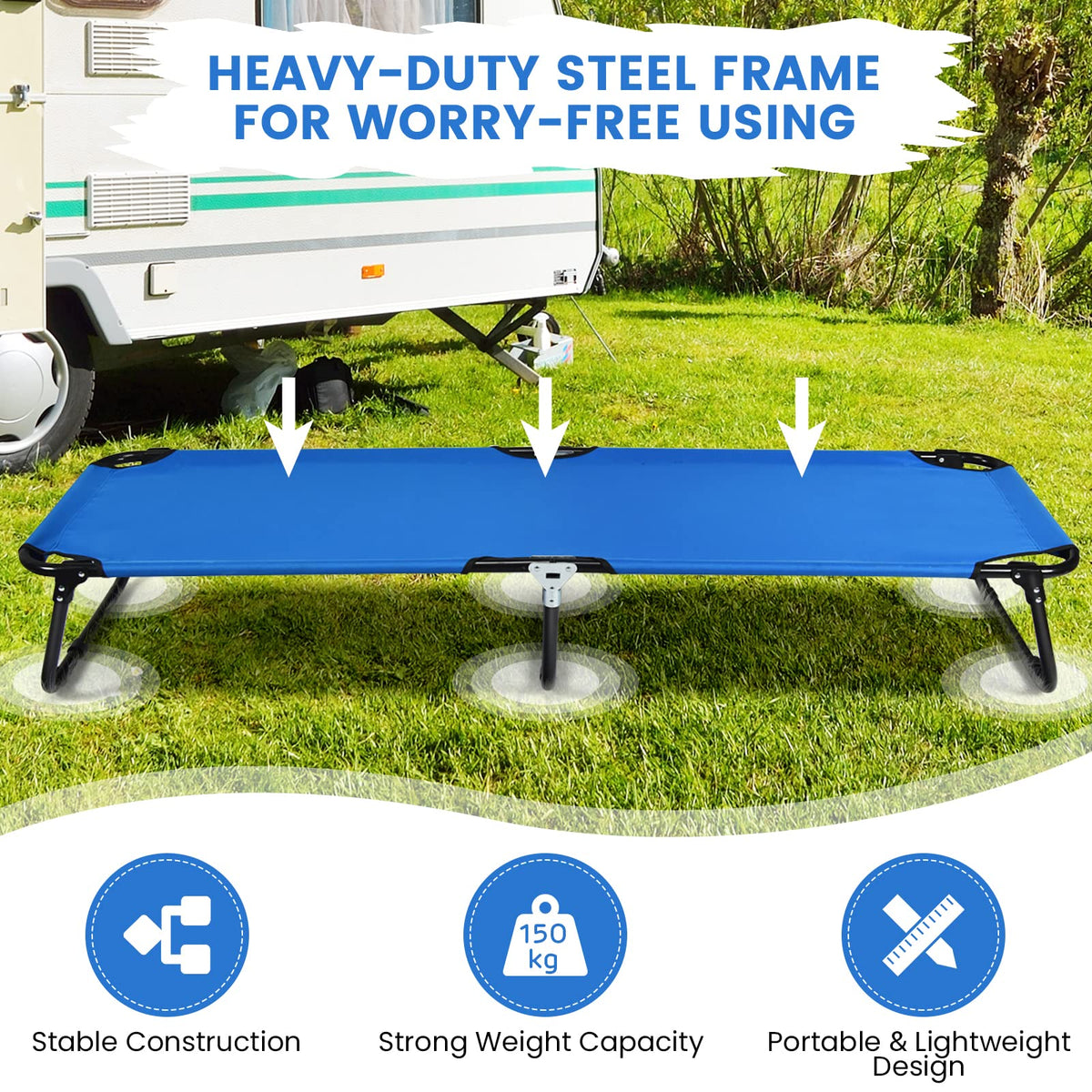 Portable Folding Camping Cot, 75" Outdoor Fabric Sleeping Cot