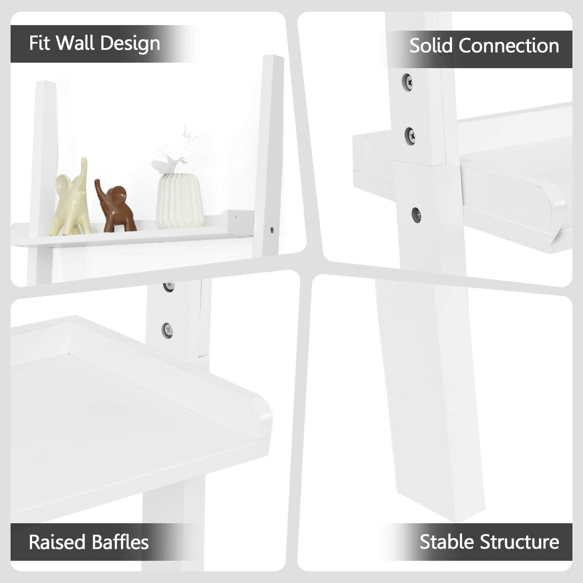 Giantex 5-Tier Ladder Shelf, Wall-Leaning Bookshelf, Sloping Plant Flower Stand