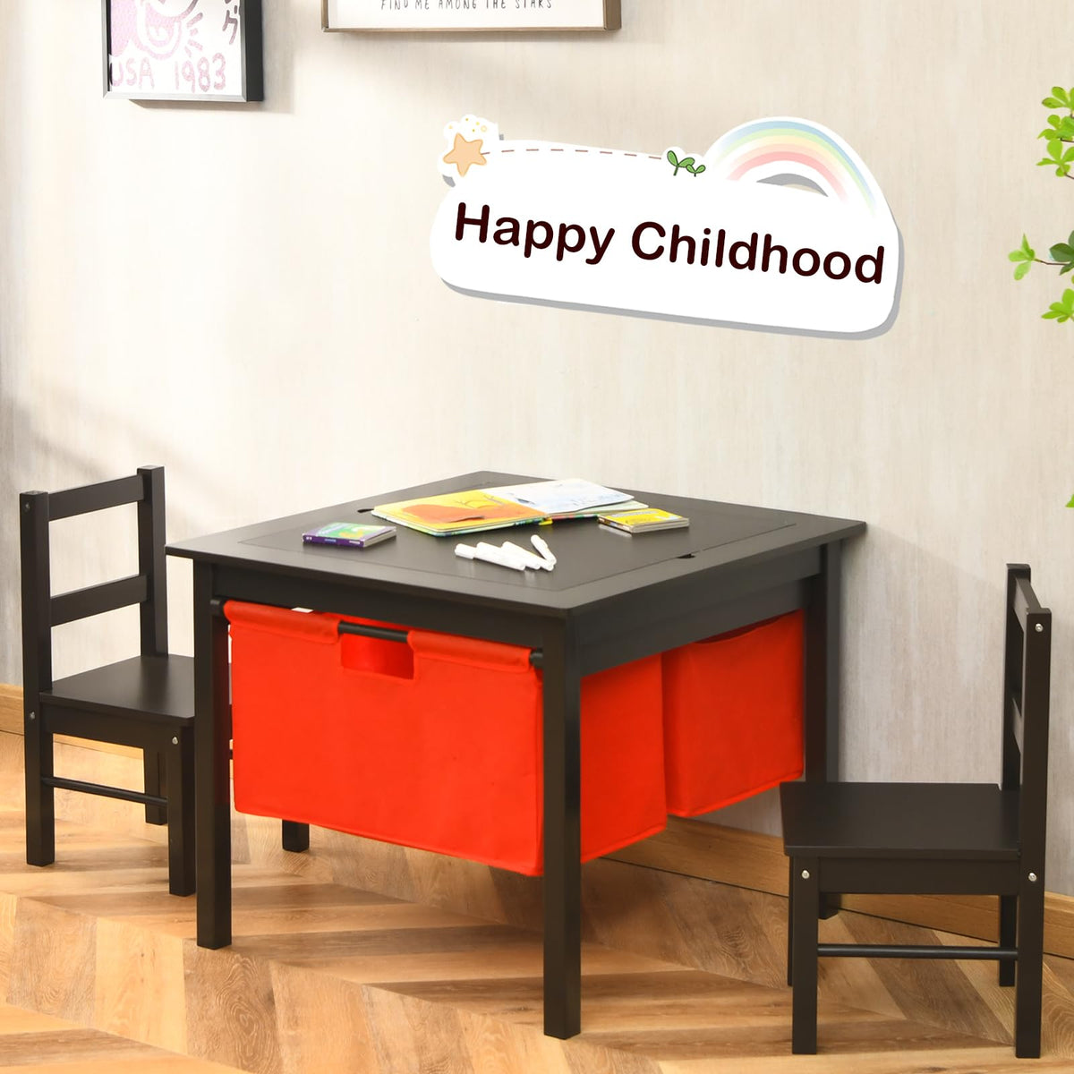 2-in-1 Kids Activity Table and Chair Set with Storage