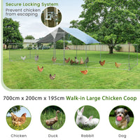 Extra Large Metal Chicken Coop, Walk-in Poultry Cage Hen Rabbit Run House