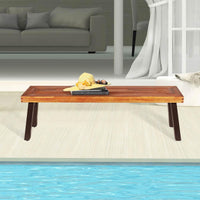 Patio Dining Wood Bench with Rustic Steel Legs
