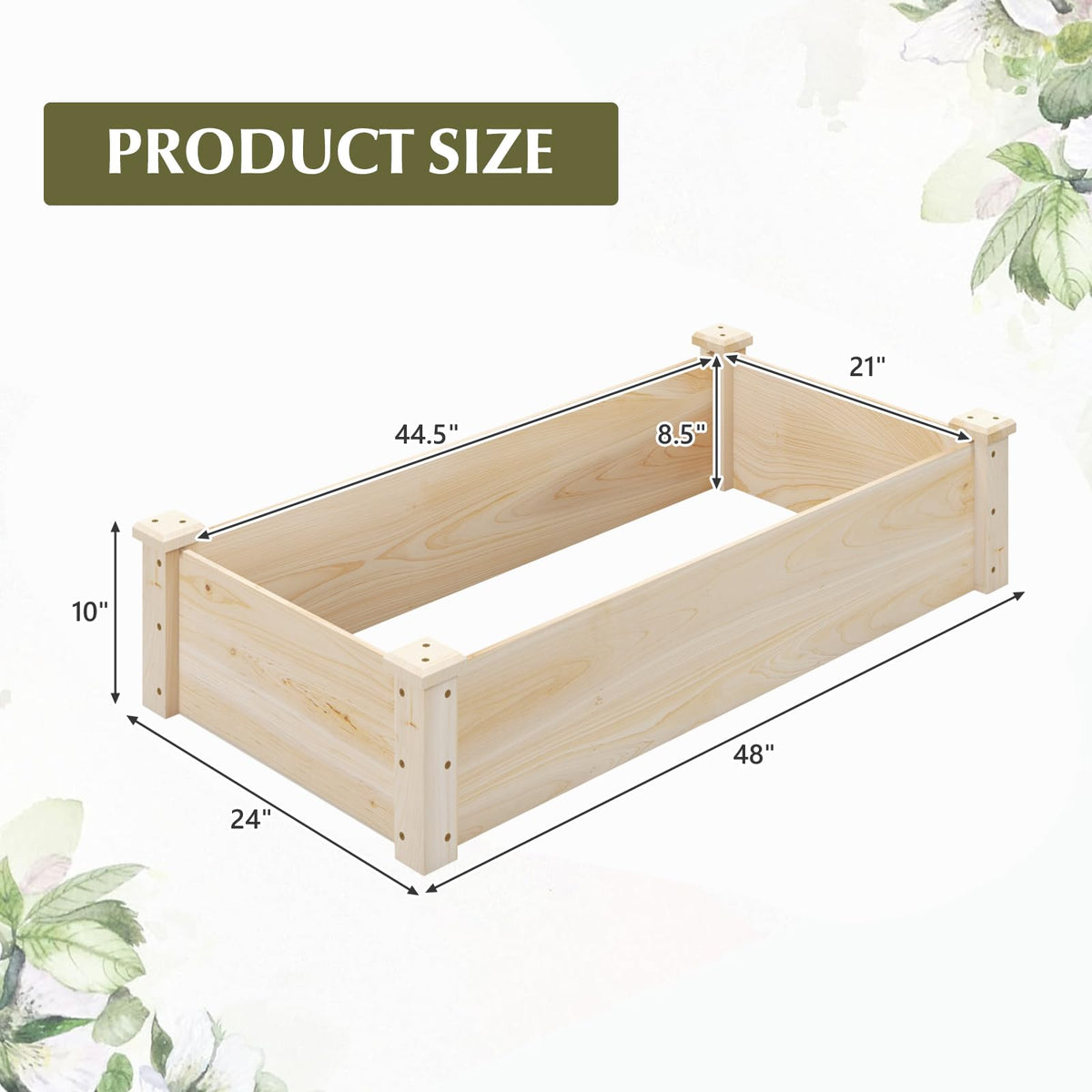 Giantex 48" x 24" x 10" Wooden Raised Garden Bed, Rectangular Planter Box