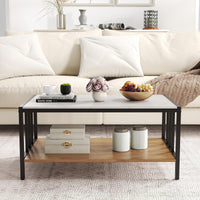 2-Tier Rectangular Center Table with Sintered Stone Tabletop