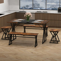 5-Piece Dining Room Set for 4-6 People Space-Saving Dinette Set with Metal Frame