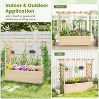 Raised Garden Bed with Trellises, Hanging Roof, Elevated Planter Box