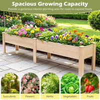 240 x 44 CM Fir Wood Raised Garden Bed with Legs, Drainage Holes for Vegetables Flowers Herbs