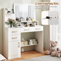 Vanity Desk with Mirror Charging Station USB and Type-C Ports