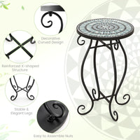 Mosaic Outdoor Side Table with Weather Resistant Ceramic Tile Tabletop