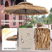 2.7m Thatched Tiki Umbrella, Hawaiian Style Patio Beach Umbrella W/8 Ribs