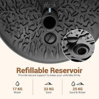 25kgHalf Round Patio Umbrella Base,Water&Sand Fillable Heavy Duty Patio Umbrella Stand