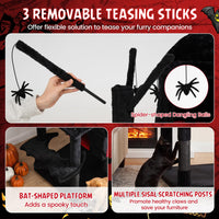 153cm Gothic Cat Tree for Indoor Cats with Castle House and Spider Hanging Balls