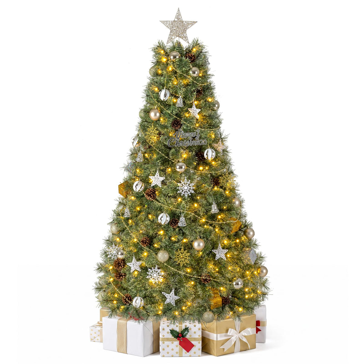 150/180cm Artificial Christmas Tree, Hinged, Pre-Lit