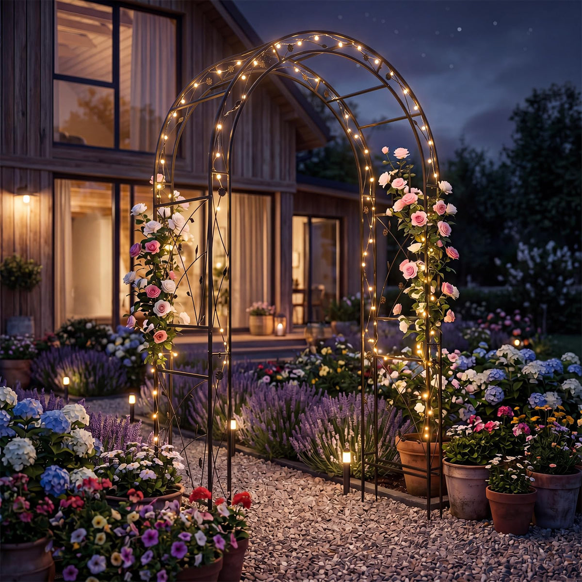 Heavy Duty Garden Arch with Floral Patterns for Climbing Plants