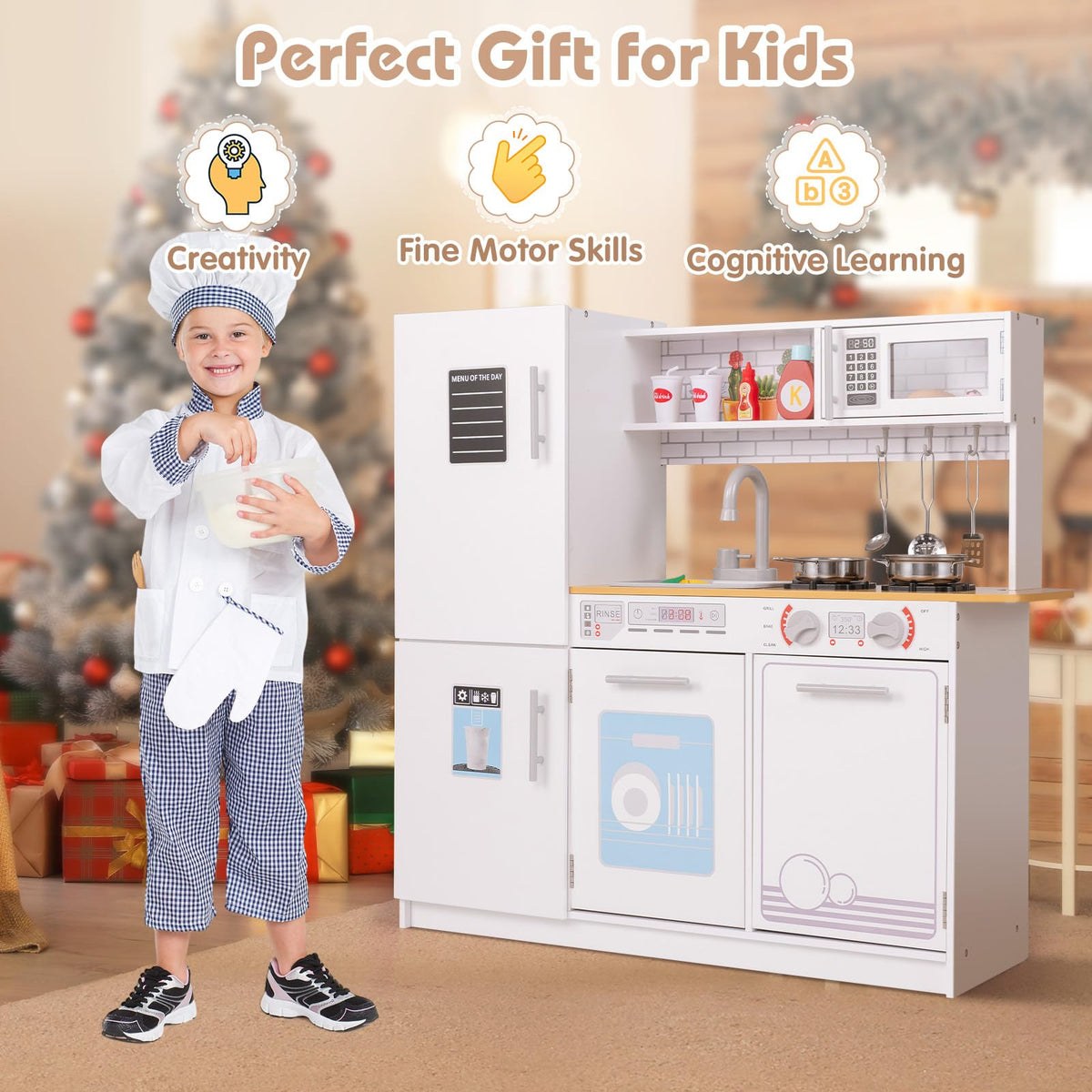 Kids Kitchen Playset with Stoves and Removable Sink