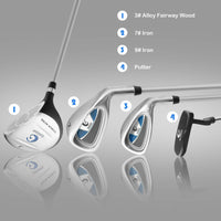 Junior Complete Golf Club Set for Age 8 to 13, Includes 3# Fairway Wood, 7# & 9# Irons, Putter