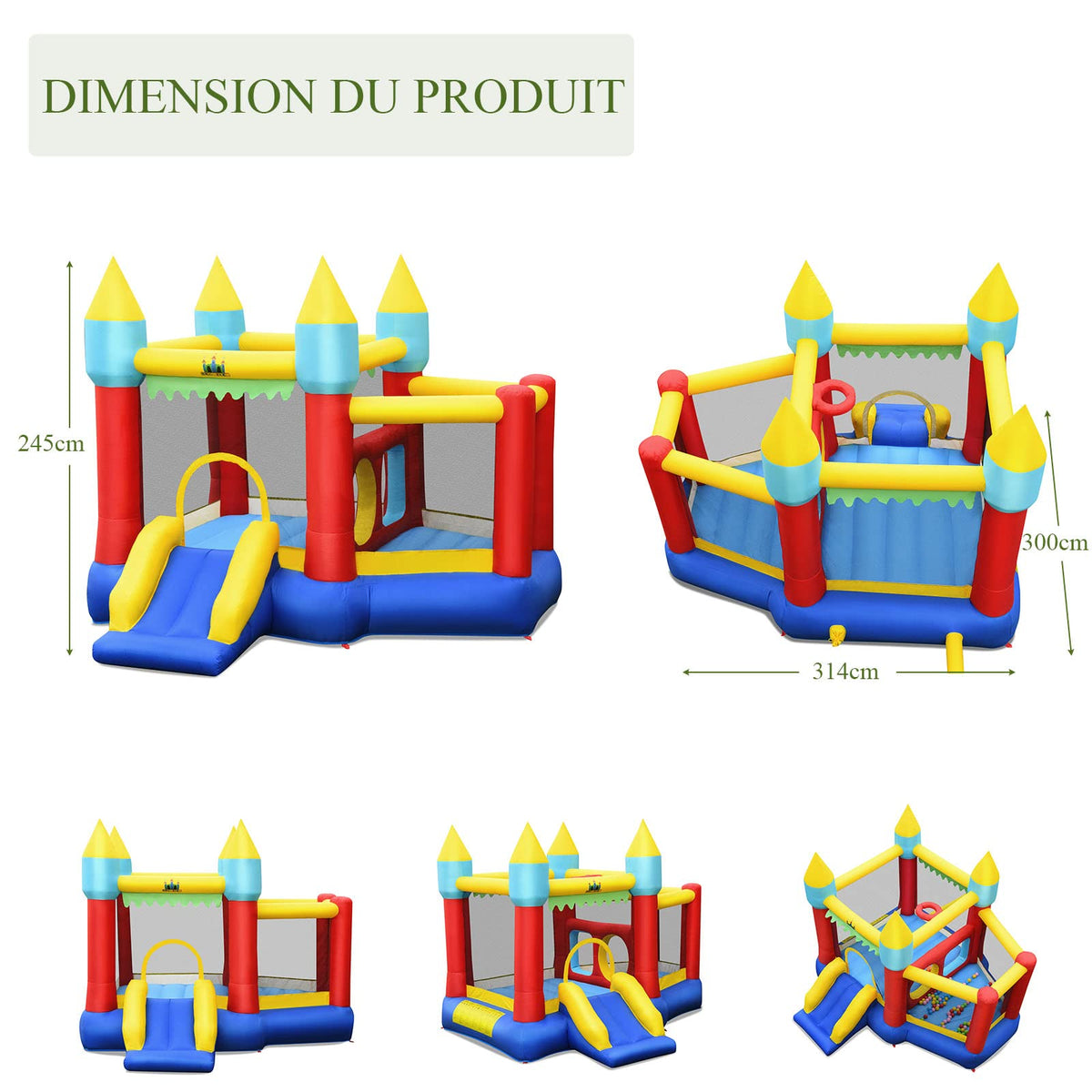 Inflatable Bounce House, Inflatable Jumping Castle for Kids w/Slide, Large Jumping Area, 100 Ocean Balls (Without Blower)