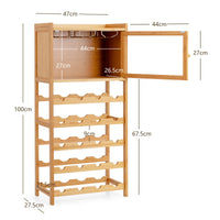 Giantex 20-Bottle Bamboo Wine Rack Cabinet, Freestanding Wine Display Cupboard Shelf w/ Bottle Organizer, Natural
