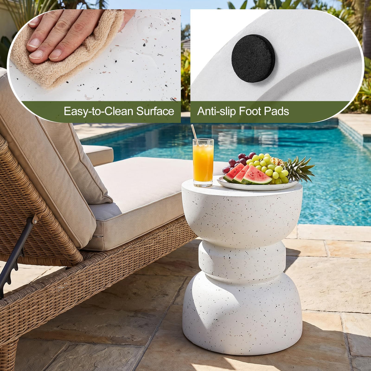 35.5 cm Round Side Table White