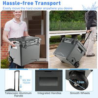 Hard Cooler w/Wheels & Handle, 40L Ice Chest w/Built-in Bottle Opener