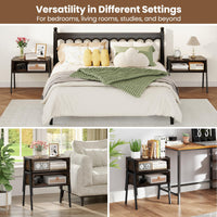 Nightstand Set of 2, Stackable End Tables with Storage Compartment