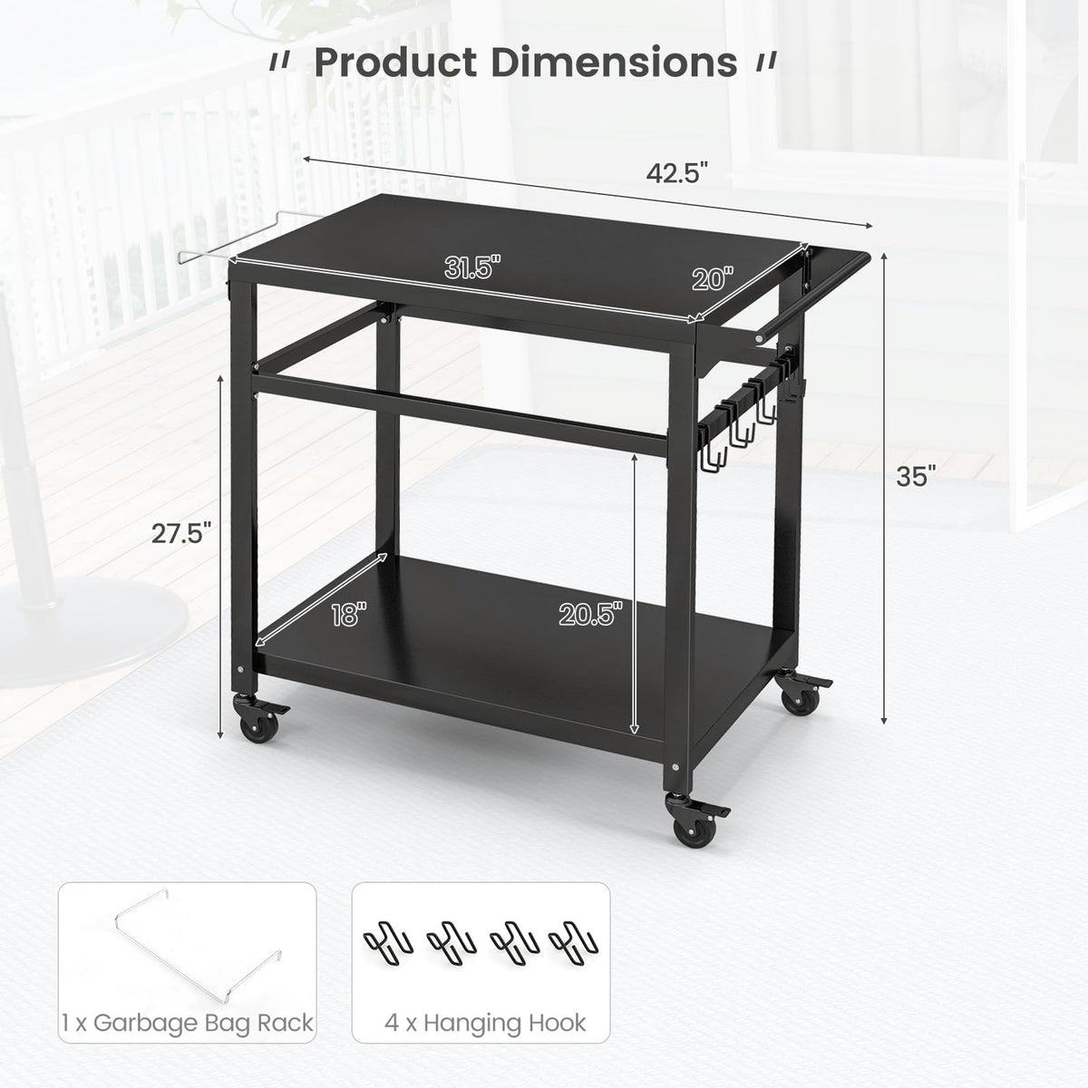 Giantex Outdoor Grill Cart - Pizza Oven Stand Table