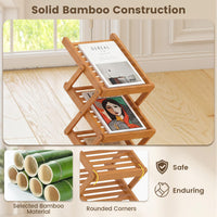 Giantex Foldable Bamboo Magazine Rack with 2 Adjustable Positions