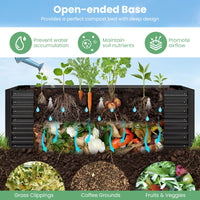 183 x 91 x 122cm 2 Roll-up Windows Metal Raised Garden Bed with Cover and Planter Box for Vegetables