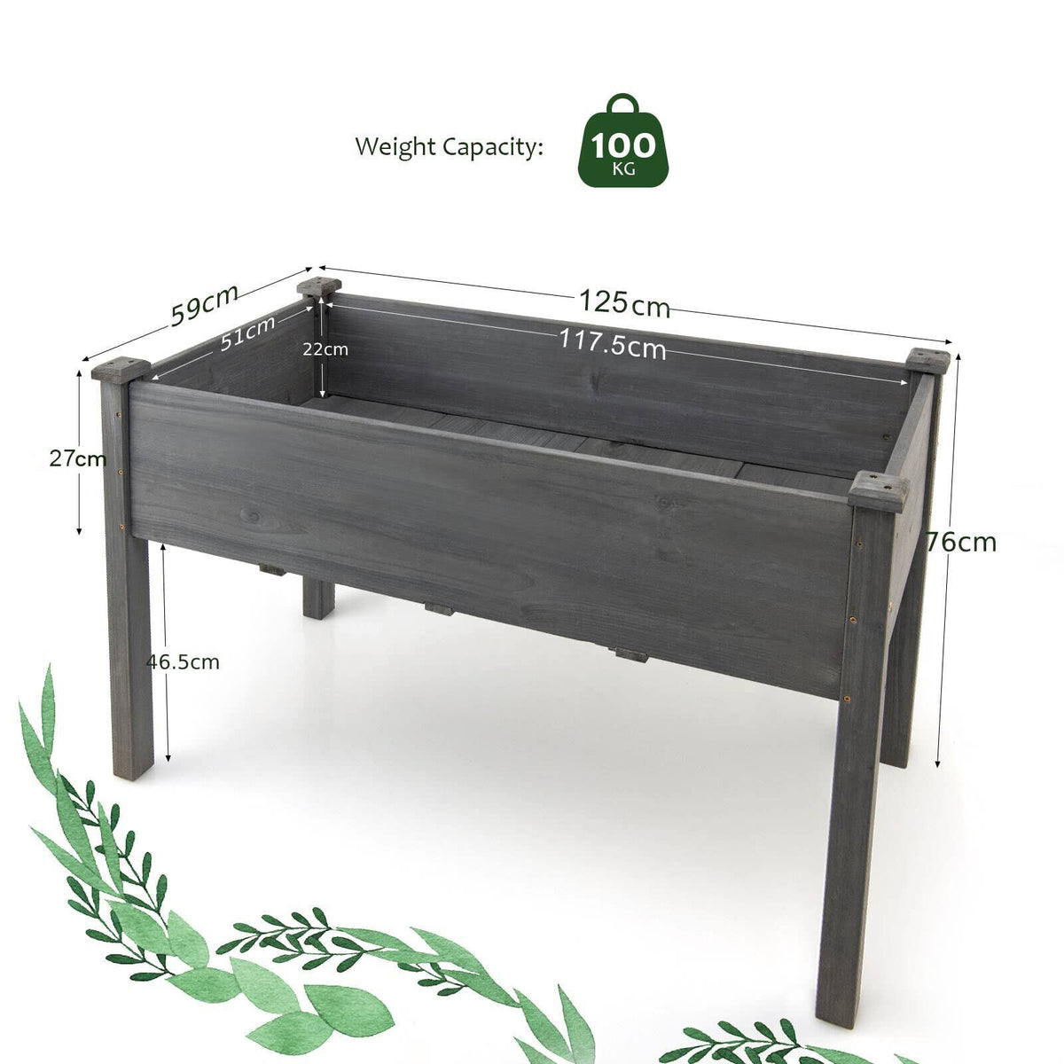 Giantex 76CM High Raised Wooden Garden Bed