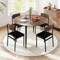 Round Kitchen Table Set w/Drop Leaf Tabletop