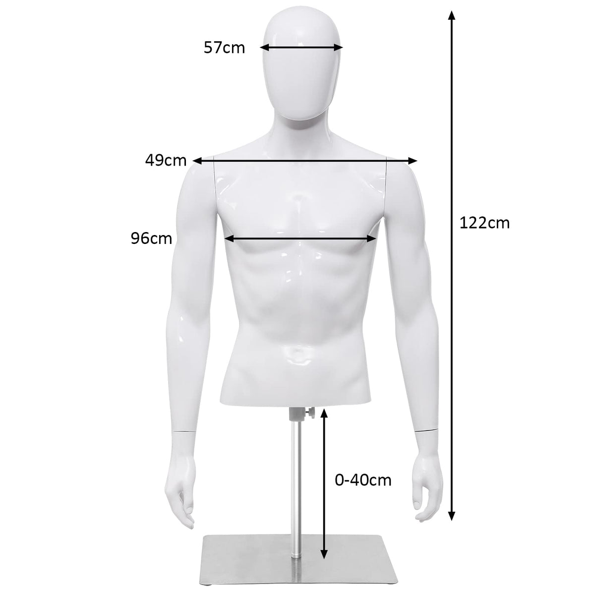 122cm Men Plastic Model, 122cm Male Mannequin with Plastic Stand