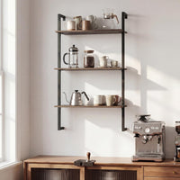 3-Tier Industrial Wall Mounted Shelves Wooden Floating Shelving Unit