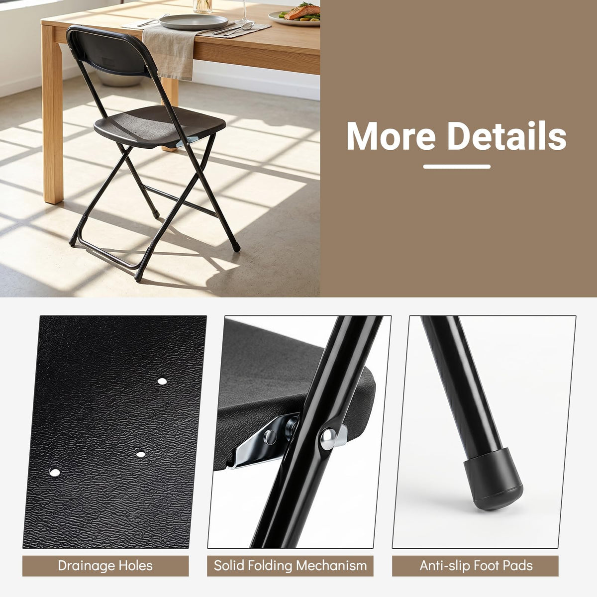 Giantex 4 Pack Folding Chairs, Portable & Foldable PP Chairs