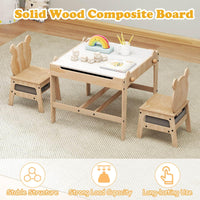 4-in-1 Kids Table and Chairs Set with Reversible Whiteboard for Arts Bear Style