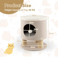 Cat Condo Stool for Indoor Cats, Pet House Ottoman & Kitty Bed with Scratching Posts & Plush Ball Toy