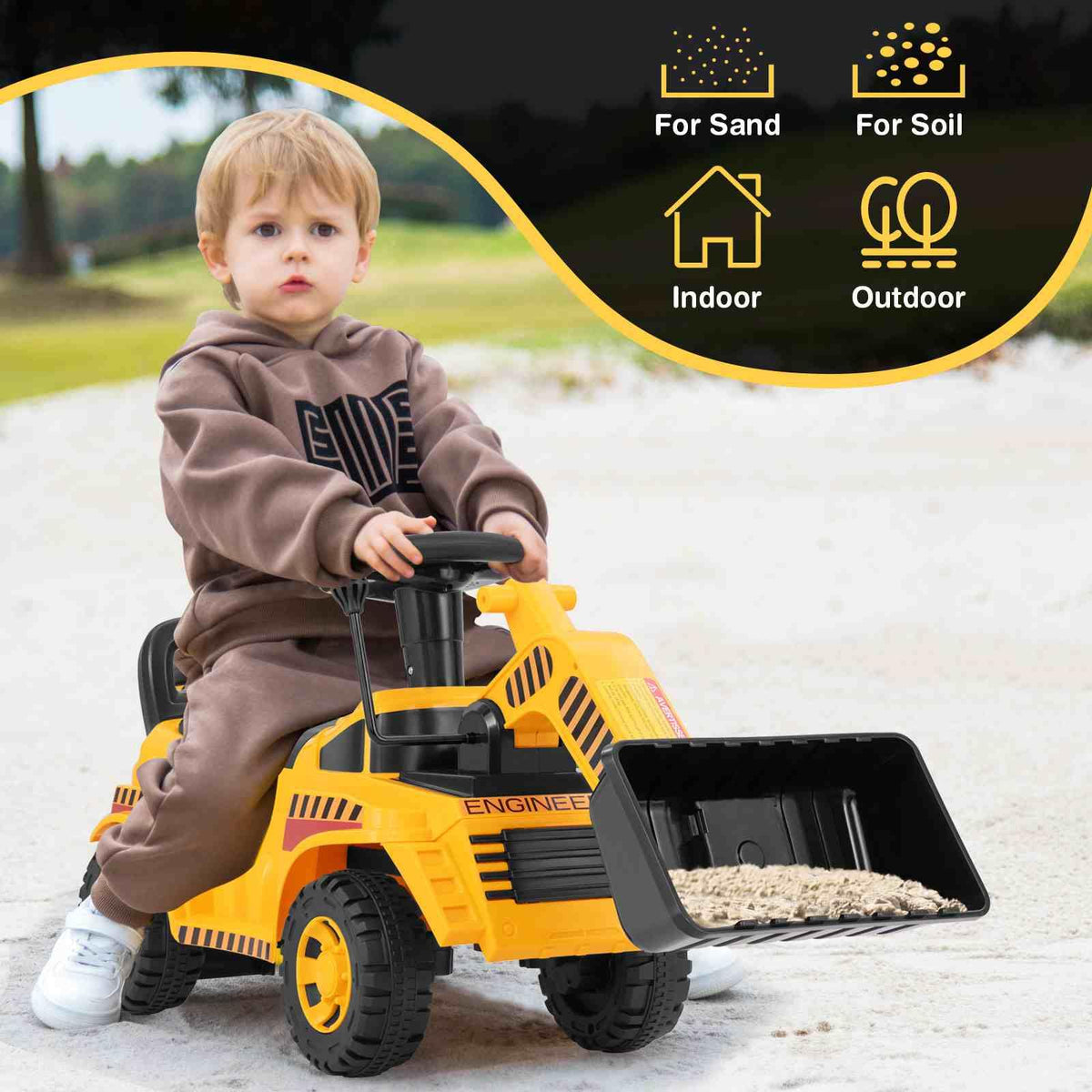 Ride on Bulldozer Excavator Digger Toy with Adjustable Bucket