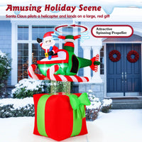 1.8m Christmas Inflatables Santa Claus with Helicopter on Gift Box