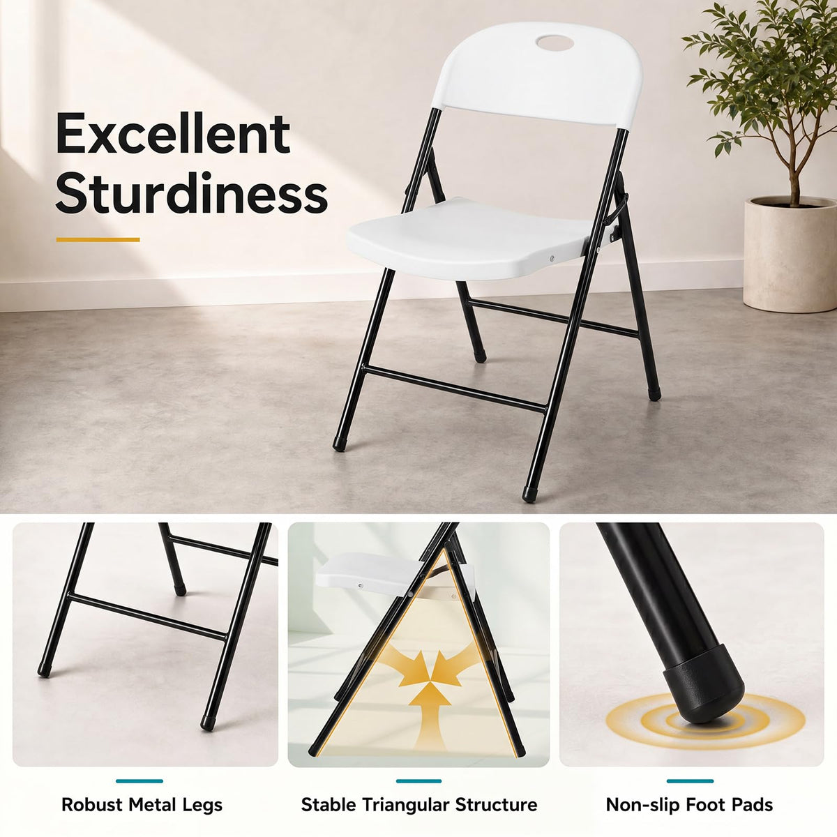 Giantex Foldable Plastic Chairs Set, Portable Seats