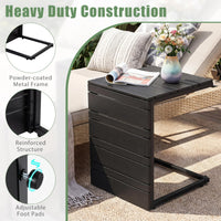 Outdoor C-Shaped Side Table w/Wood Plastic Tabletop