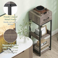 3 Tier Indoor Tall Plant Stand, Metal Plant Table with Drawer, Anti-Tipping Devices